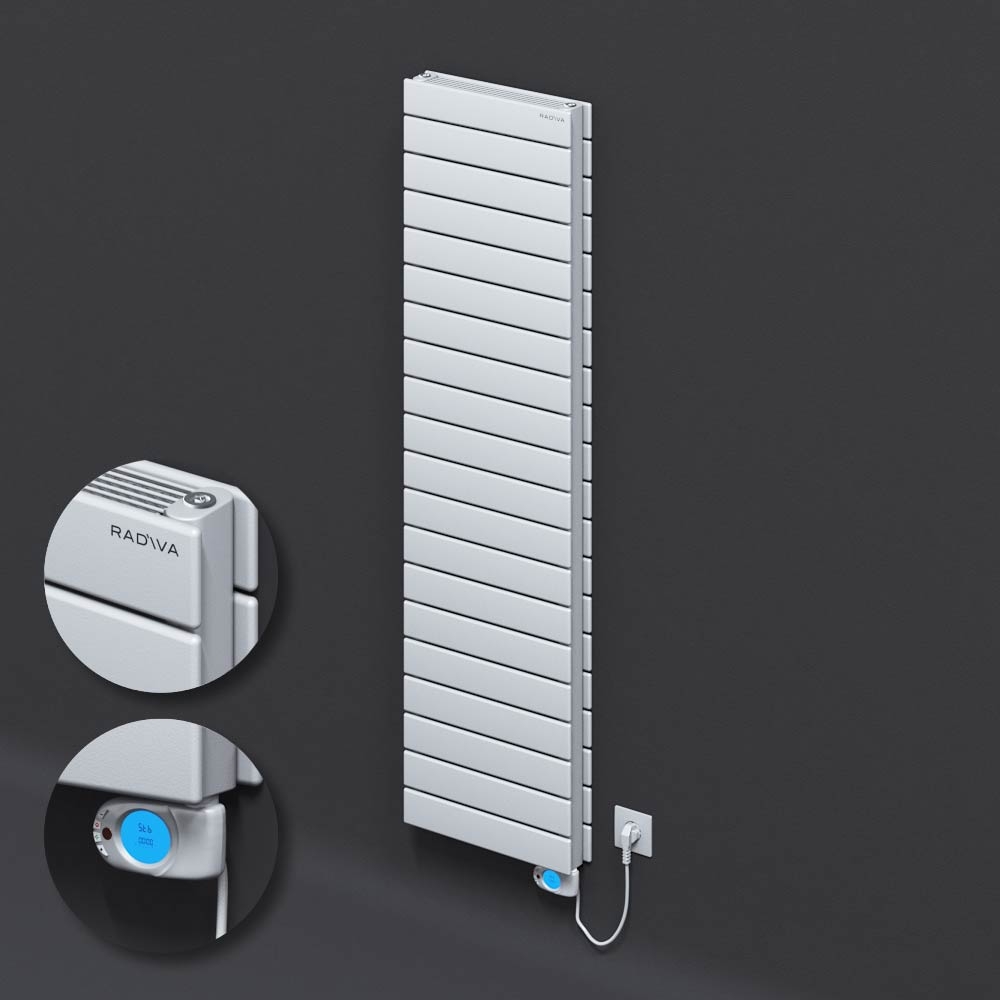 Type 21H Electric Steel Radiateur Décoratif 1476x400 Blanc (Musa Thermostat) 1200W - 1
