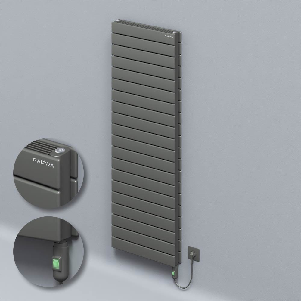 Type 21H Electric Steel Radiateur Décoratif 1476x500 Anthracite (Bouton Marche/Arrêt) 1500W - 1