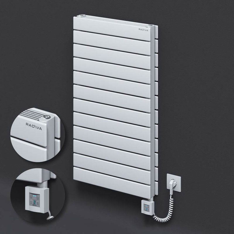 Type 21H Electric Steel Radiateur Décoratif 884x500 Blanc (KTX4 Thermostat) 1000W Câble spiralé 