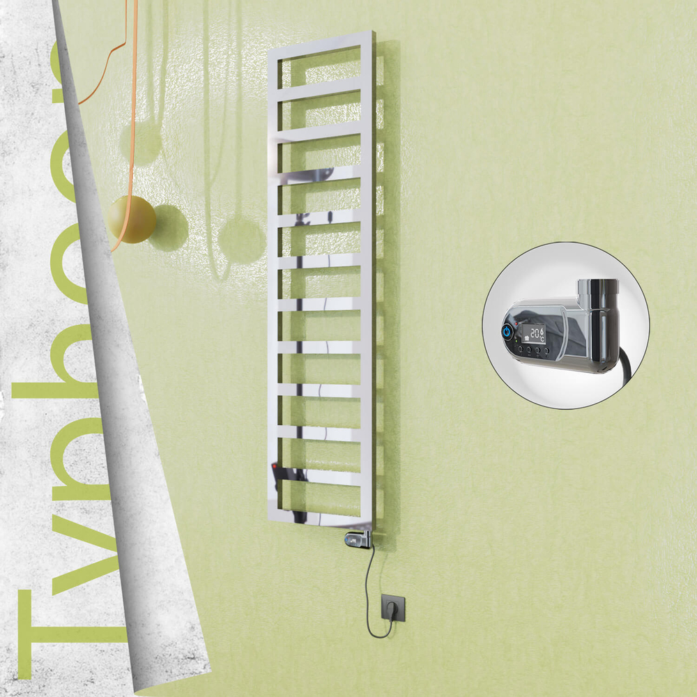 Typhoon Electric Stainless Steel Towel Rail 400x1020 Mirror Polished (Thesis Thermostat) 300W - 1