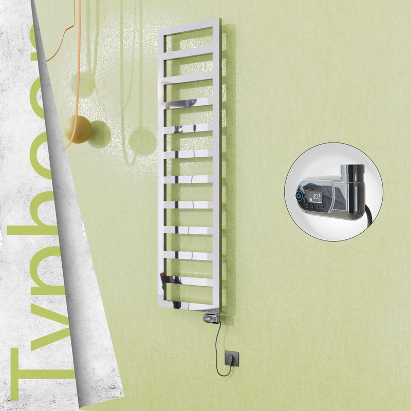 Typhoon Electric Stainless Steel Towel Rail 400x1020 Mirror Polished (Thesis Thermostat) 300W 