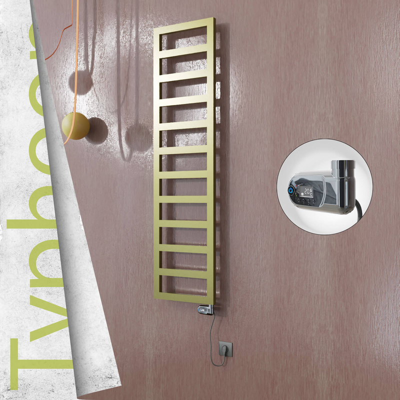 Typhoon Electric Stainless Steel Towel Rail 400x1020 Satin Gold (Thesis Thermostat) 300W 