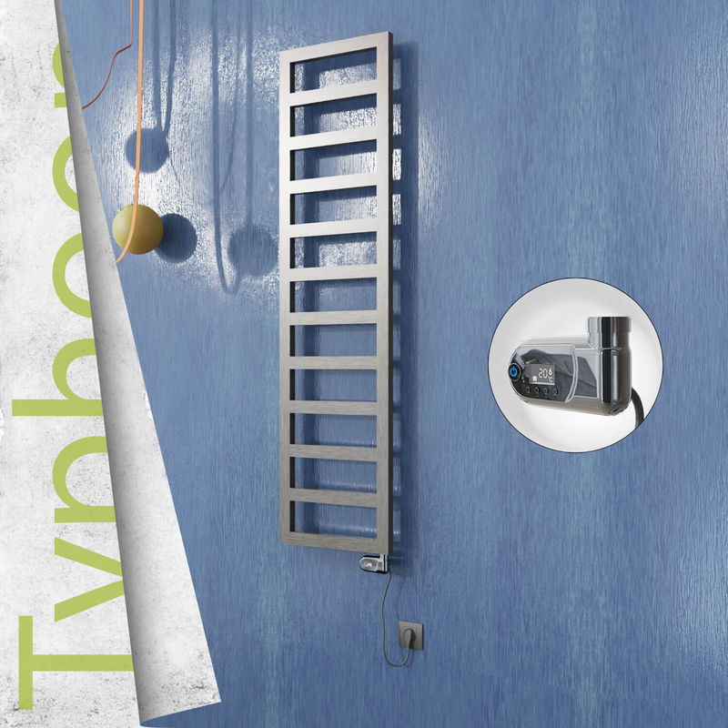 Typhoon Electric Stainless Steel Towel Rail 400x1020 Satin Polished (Thesis Thermostat) 300W 