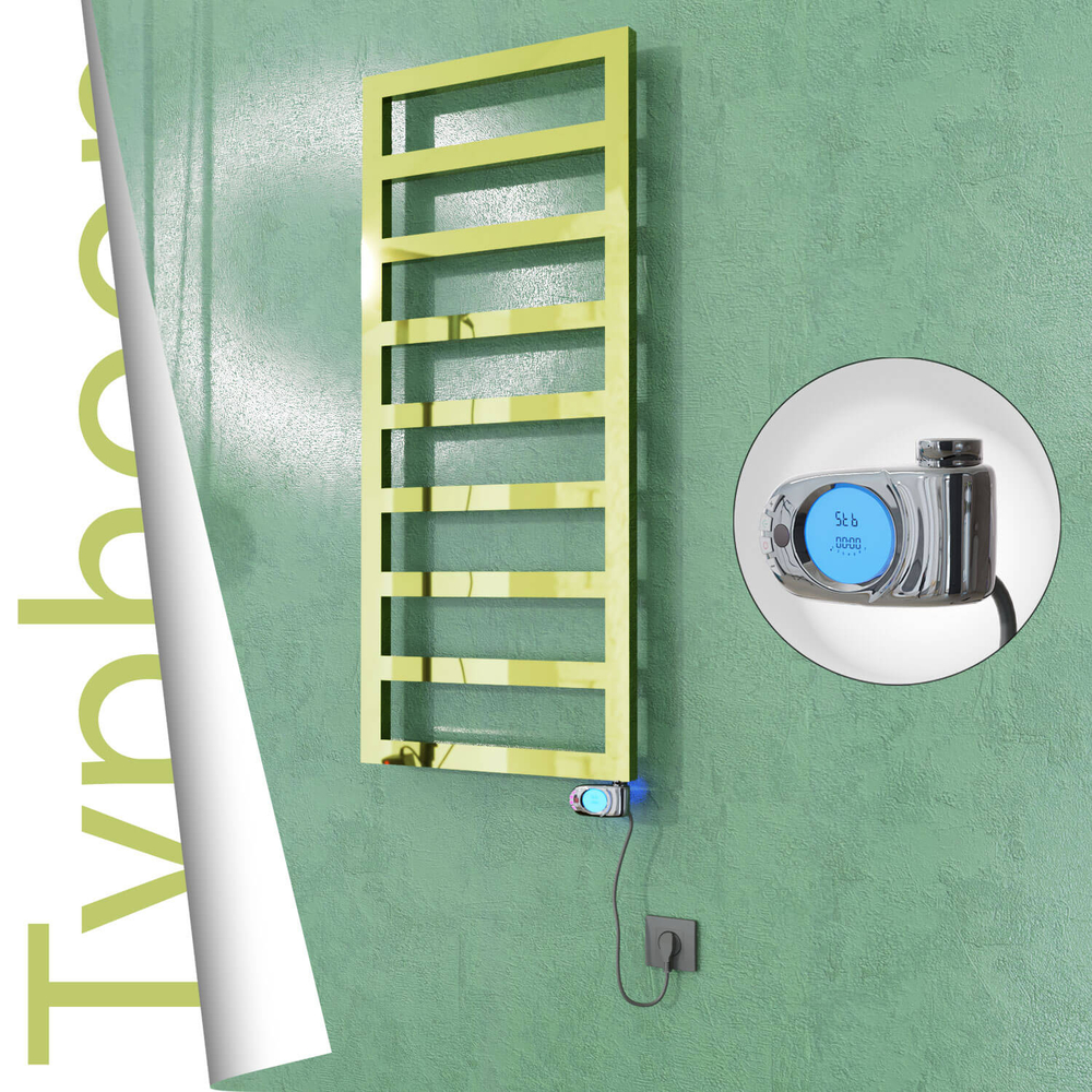 Typhoon Electric Stainless Steel Towel Rail 400x1160 Gold (Musa Thermostat) 300W - 1