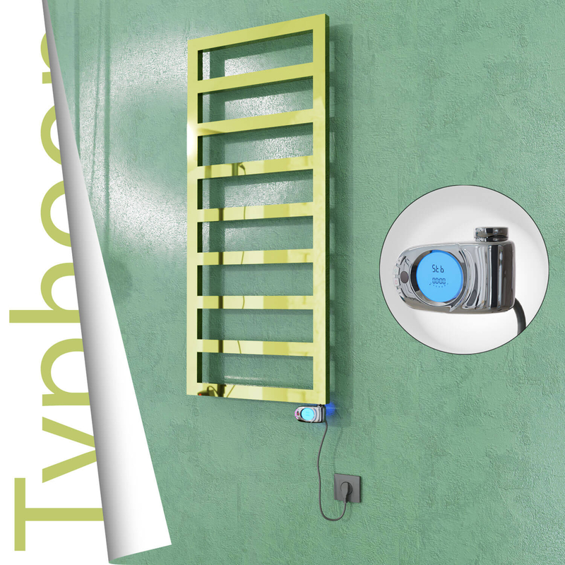 Typhoon Electric Stainless Steel Towel Rail 400x1160 Gold (Musa Thermostat) 300W