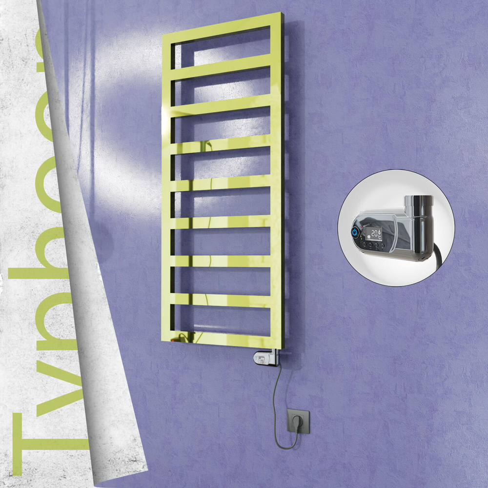 Typhoon Electric Stainless Steel Towel Rail 400x1160 Gold (Thesis Thermostat) 300W - 1