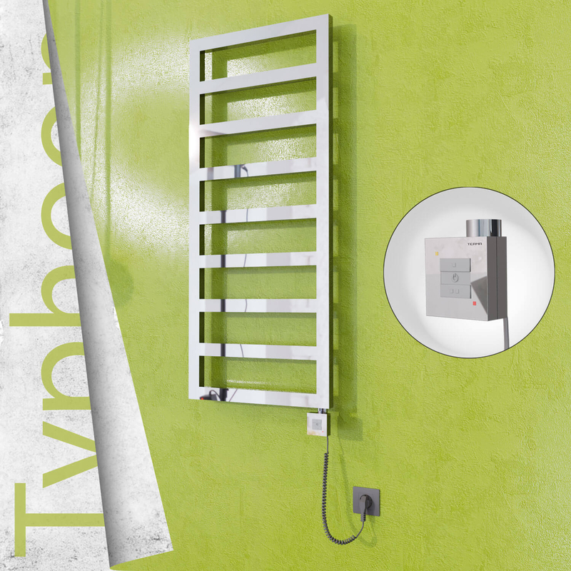 Typhoon Electric Stainless Steel Towel Rail 400x1160 Mirror Polished (KTX1 Thermostat) 300W Spiral Cable