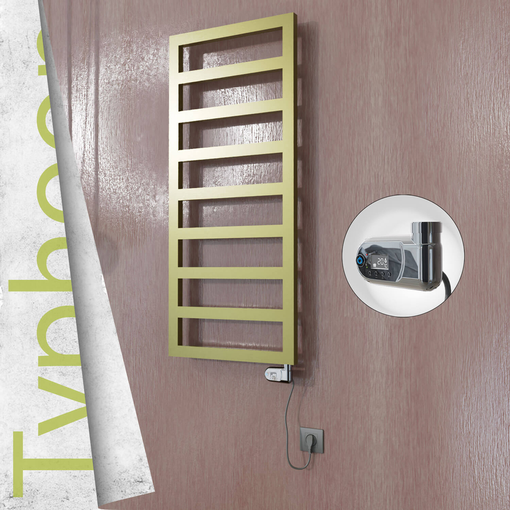 Typhoon Electric Stainless Steel Towel Rail 400x1160 Satin Gold (Thesis Thermostat) 300W - 1
