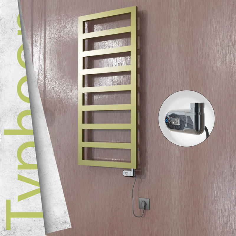 Typhoon Electric Stainless Steel Towel Rail 400x1160 Satin Gold (Thesis Thermostat) 300W 