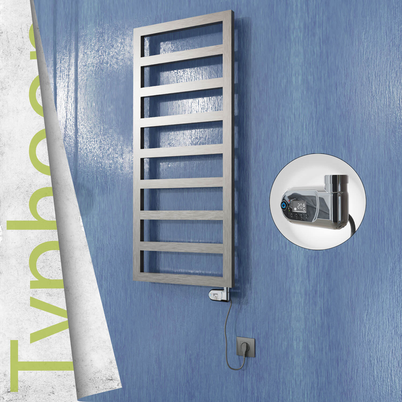 Typhoon Electric Stainless Steel Towel Rail 400x1160 Satin Polished (Thesis Thermostat) 300W 