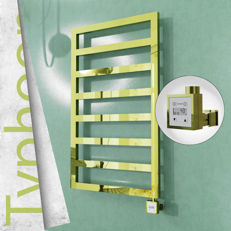 Typhoon Electric Stainless Steel Towel Rail 400x1580 Gold (KTX3 Thermostat) 300W 