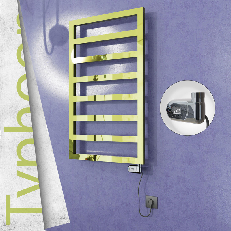 Typhoon Electric Stainless Steel Towel Rail 400x1580 Gold (Thesis Thermostat) 300W 