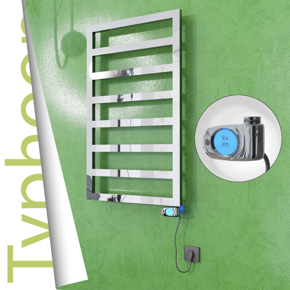 Typhoon Electric Stainless Steel Towel Rail 400x1580 Mirror Polished (Musa Thermostat) 300W - 1