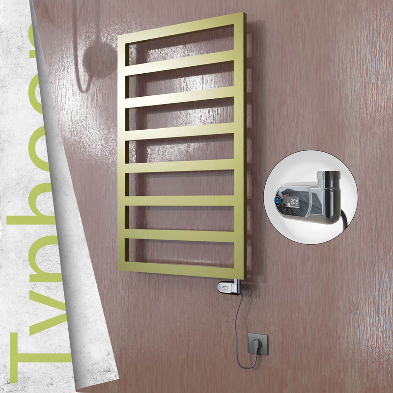 Typhoon Electric Stainless Steel Towel Rail 400x1580 Satin Gold (Thesis Thermostat) 300W 