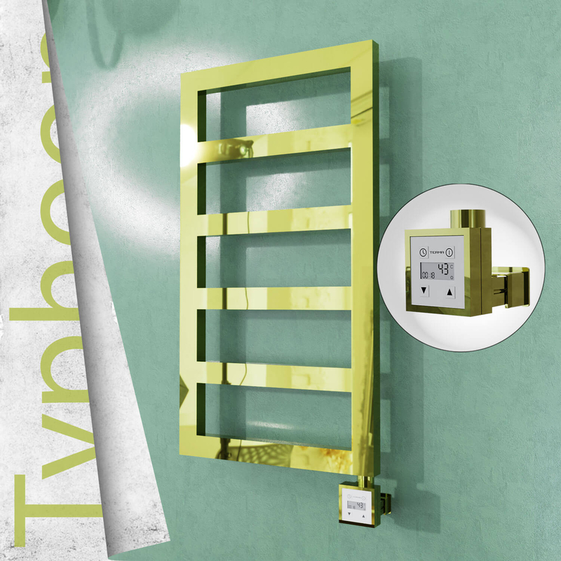 Typhoon Electric Stainless Steel Towel Rail 400x740 Gold (KTX3 Thermostat) 200W 