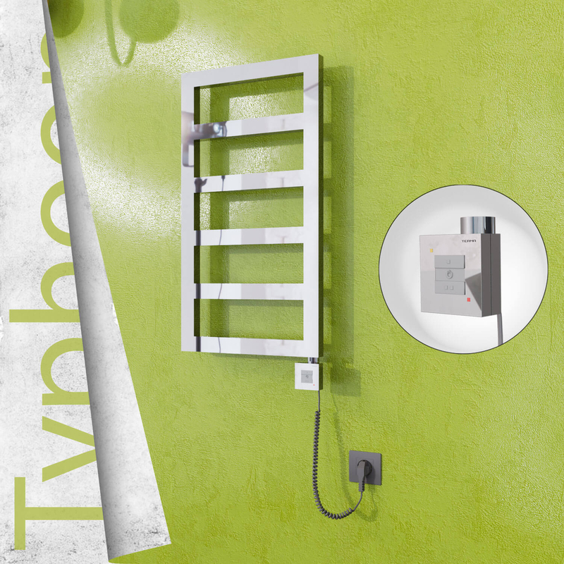 Typhoon Electric Stainless Steel Towel Rail 400x740 Mirror Polished (KTX1 Thermostat) 200W Spiral Cable 