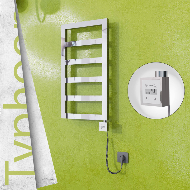 Typhoon Electric Stainless Steel Towel Rail 400x740 Mirror Polished (KTX3 Thermostat) 200W Spiral Cable 