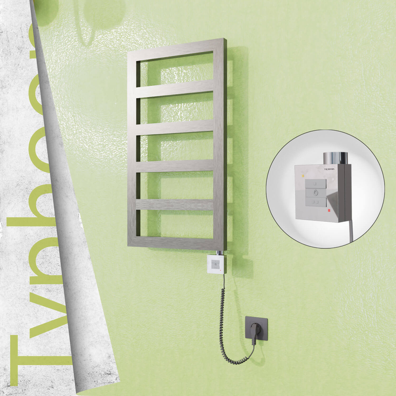 Typhoon Electric Stainless Steel Towel Rail 400x740 Satin Polished (KTX1 Thermostat) 200W Spiral Cable 