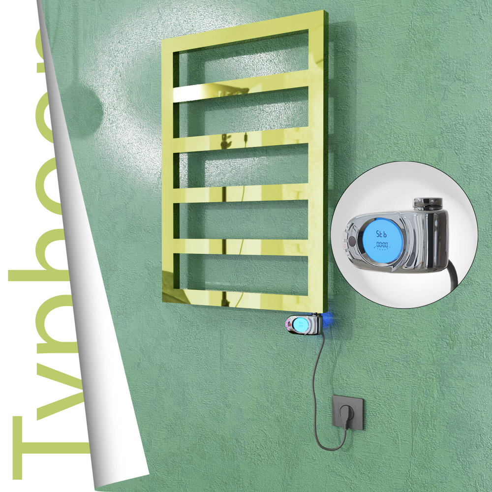 Typhoon Electric Stainless Steel Towel Rail 500x1020 Gold (Musa Thermostat) 300W - 1