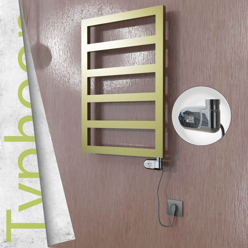 Typhoon Electric Stainless Steel Towel Rail 500x1020 Satin Gold (Thesis Thermostat) 300W 