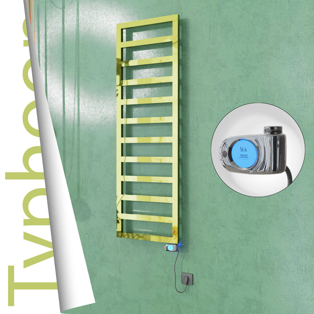 Typhoon Electric Stainless Steel Towel Rail 500x1160 Gold (Musa Thermostat) 300W - 1