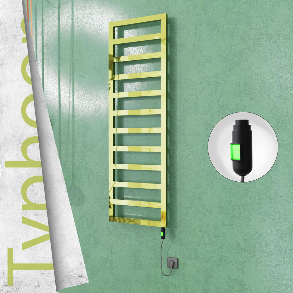 Typhoon Electric Stainless Steel Towel Rail 500x1160 Gold (On/Off Switch) 300W - 1