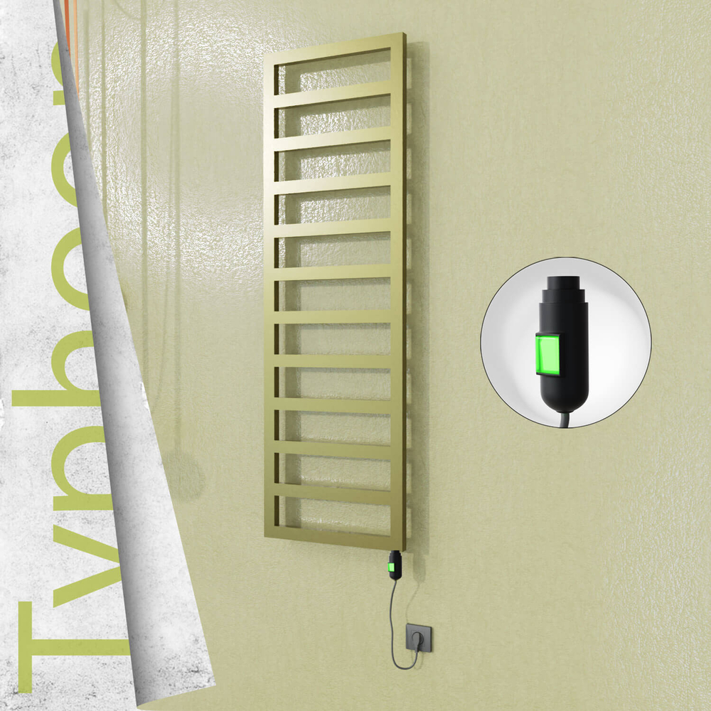 Typhoon Electric Stainless Steel Towel Rail 500x1160 Satin Gold (On/Off Switch) 300W - 1