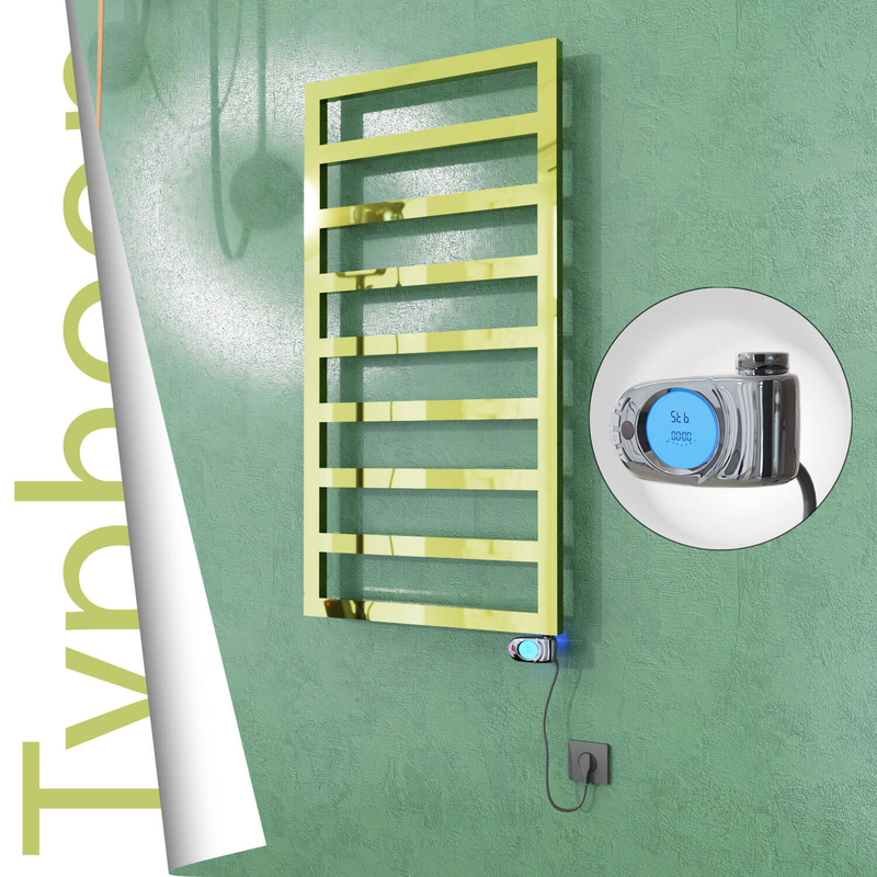 Typhoon Electric Stainless Steel Towel Rail 500x1580 Gold (Musa Thermostat) 600W