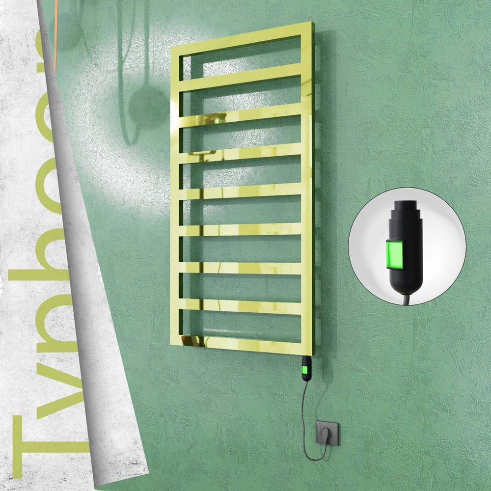 Typhoon Electric Stainless Steel Towel Rail 500x1580 Gold (On/Off Switch) 600W - 1