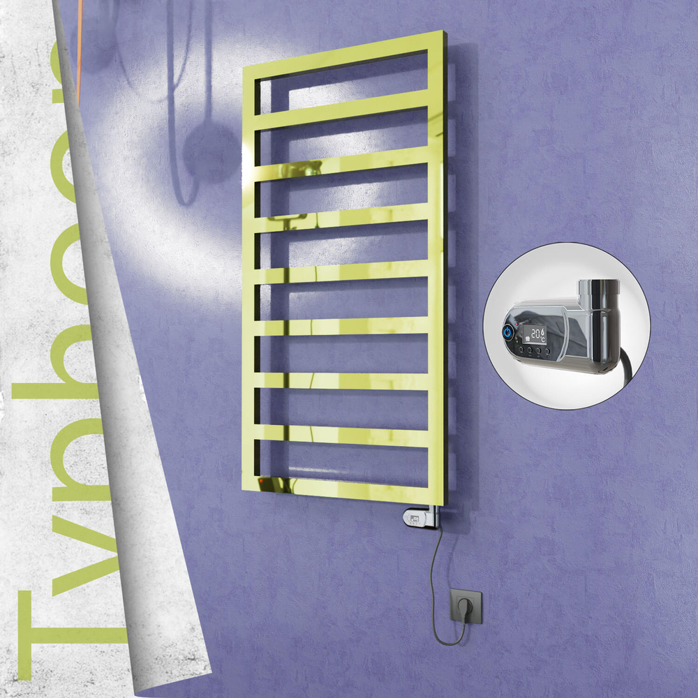 Typhoon Electric Stainless Steel Towel Rail 500x1580 Gold (Thesis Thermostat) 600W - 1