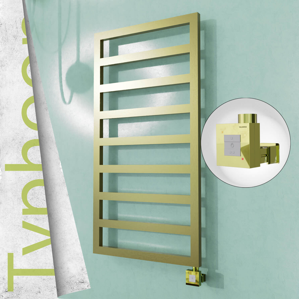 Typhoon Electric Stainless Steel Towel Rail 500x1580 Satin Gold (KTX1 Thermostat) 600W - 1