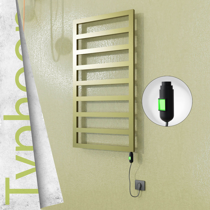 Typhoon Electric Stainless Steel Towel Rail 500x1580 Satin Gold (On/Off Switch) 600W 