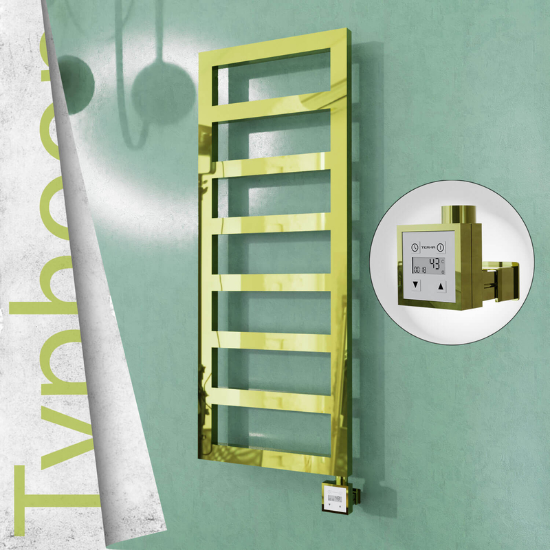 Typhoon Electric Stainless Steel Towel Rail 500x740 Gold (KTX3 Thermostat) 200W 