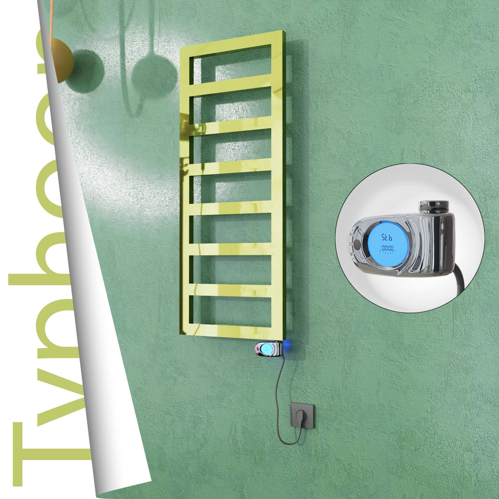 Typhoon Electric Stainless Steel Towel Rail 500x740 Gold (Musa Thermostat) 200W - 1