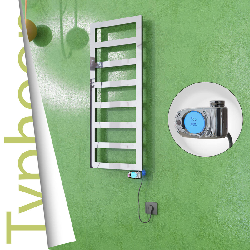 Typhoon Electric Stainless Steel Towel Rail 500x740 Mirror Polished (Musa Thermostat) 200W