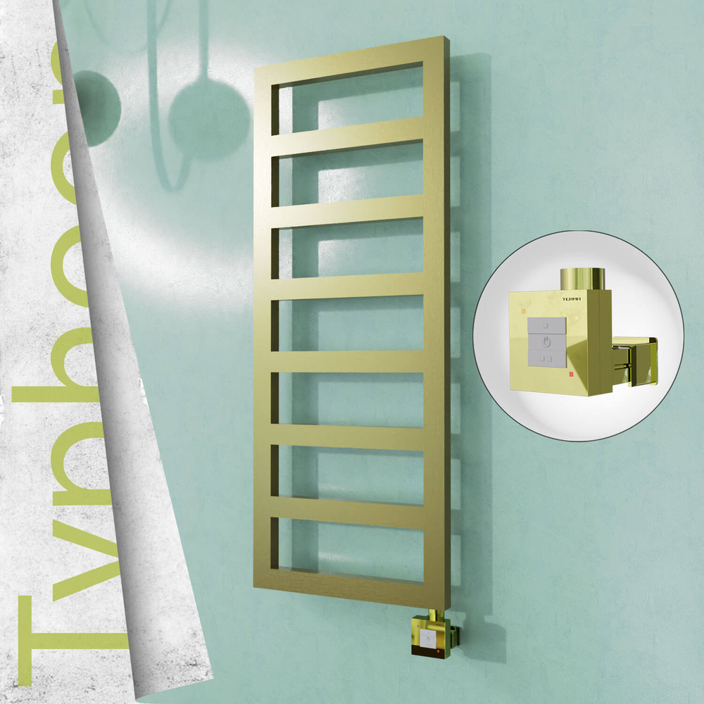 Typhoon Electric Stainless Steel Towel Rail 500x740 Satin Gold (KTX1 Thermostat) 200W - 1