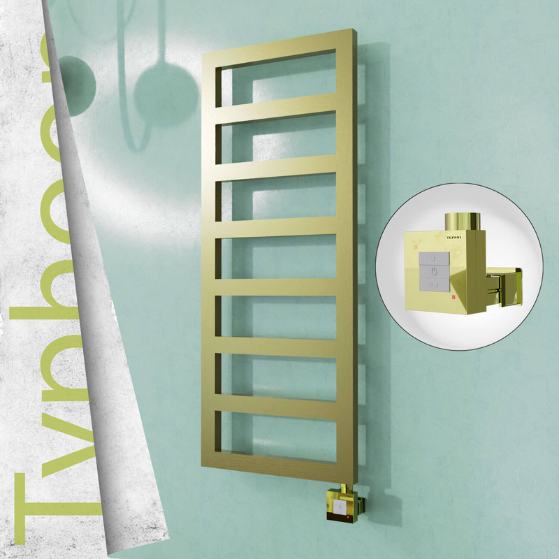 Typhoon Electric Stainless Steel Towel Rail 500x740 Satin Gold (KTX1 Thermostat) 200W 