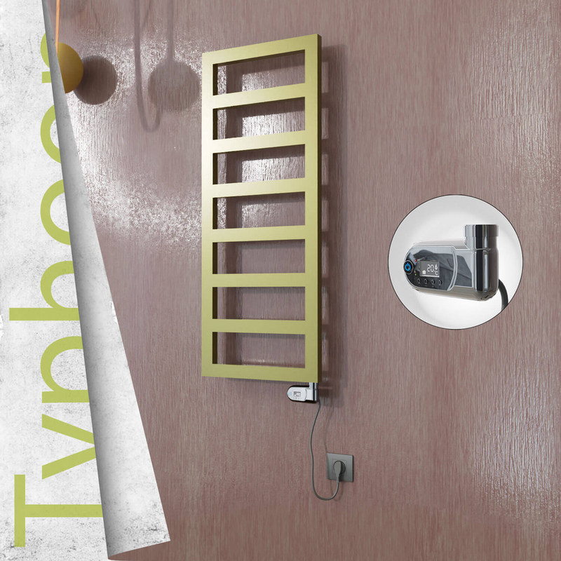 Typhoon Electric Stainless Steel Towel Rail 500x740 Satin Gold (Thesis Thermostat) 200W 
