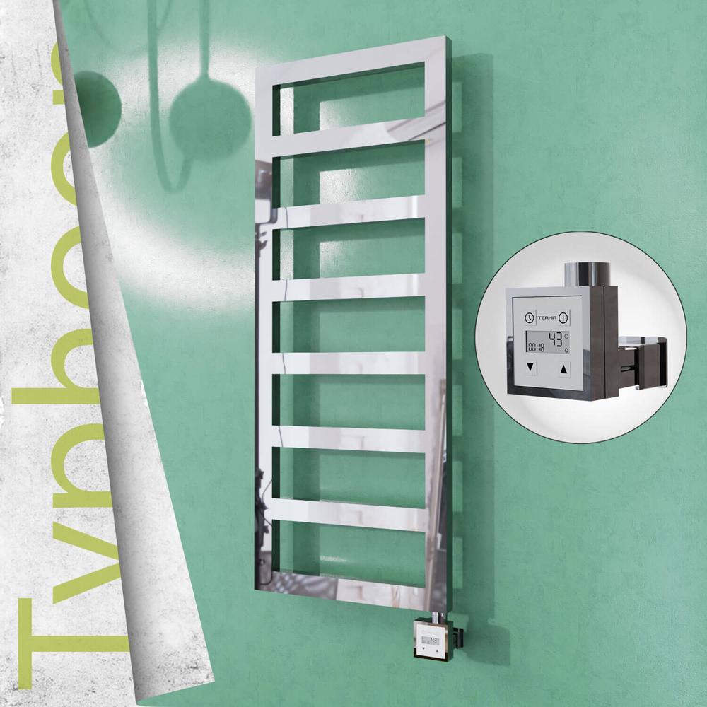 Typhoon Electric Stainless Steel Towel Rail 500x740 Satin Polished (KTX3 Thermostat) 200W - 1