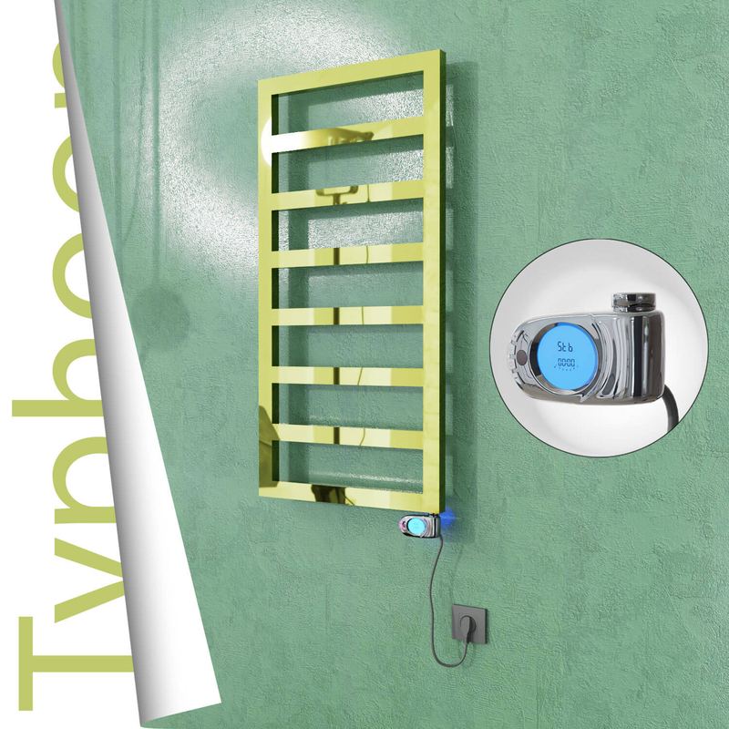 Typhoon Electric Stainless Steel Towel Rail 600x1020 Gold (Musa Thermostat) 300W