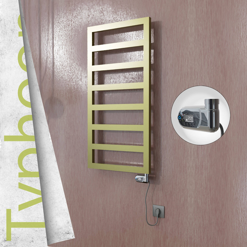 Typhoon Electric Stainless Steel Towel Rail 600x1020 Satin Gold (Thesis Thermostat) 300W 