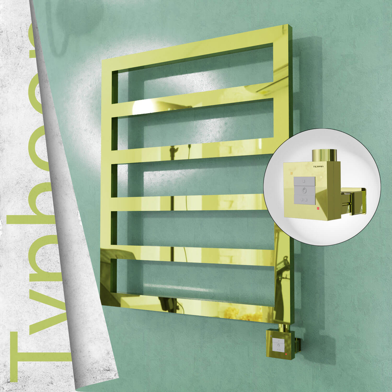 Typhoon Electric Stainless Steel Towel Rail 600x1160 Gold (KTX1 Thermostat) 300W