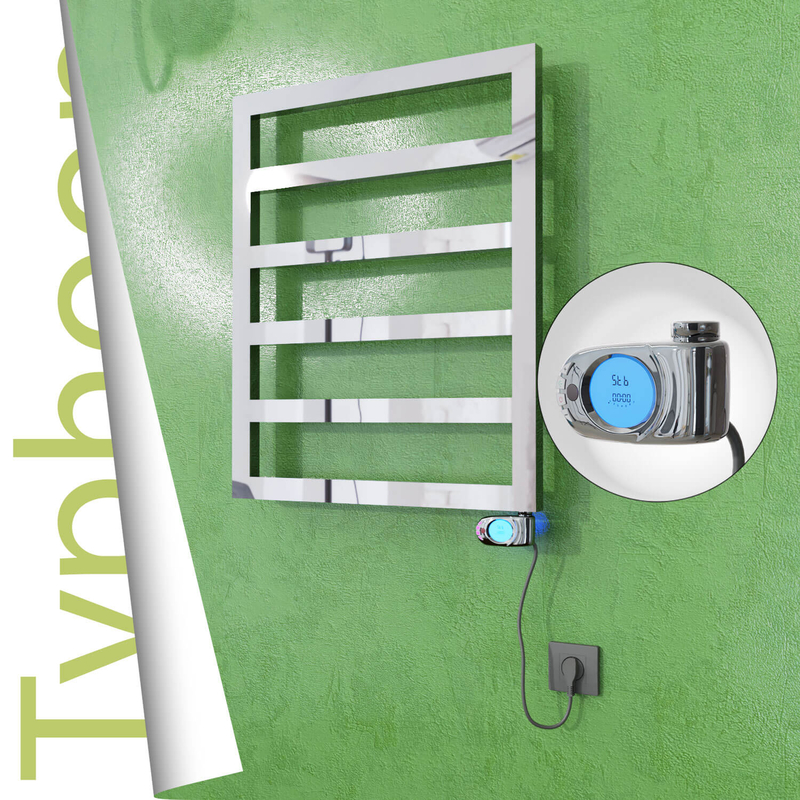 Typhoon Electric Stainless Steel Towel Rail 600x1160 Mirror Polished (Musa Thermostat) 300W