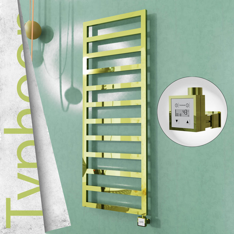 Typhoon Electric Stainless Steel Towel Rail 600x1580 Gold (KTX3 Thermostat) 600W 