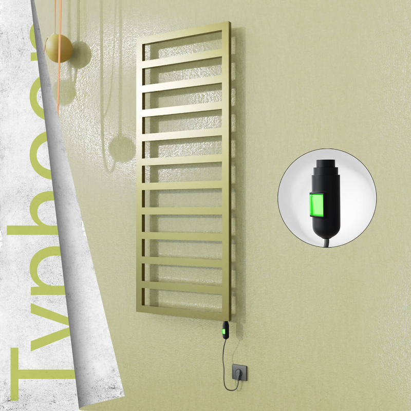 Typhoon Electric Stainless Steel Towel Rail 600x1580 Satin Gold (On/Off Switch) 600W 