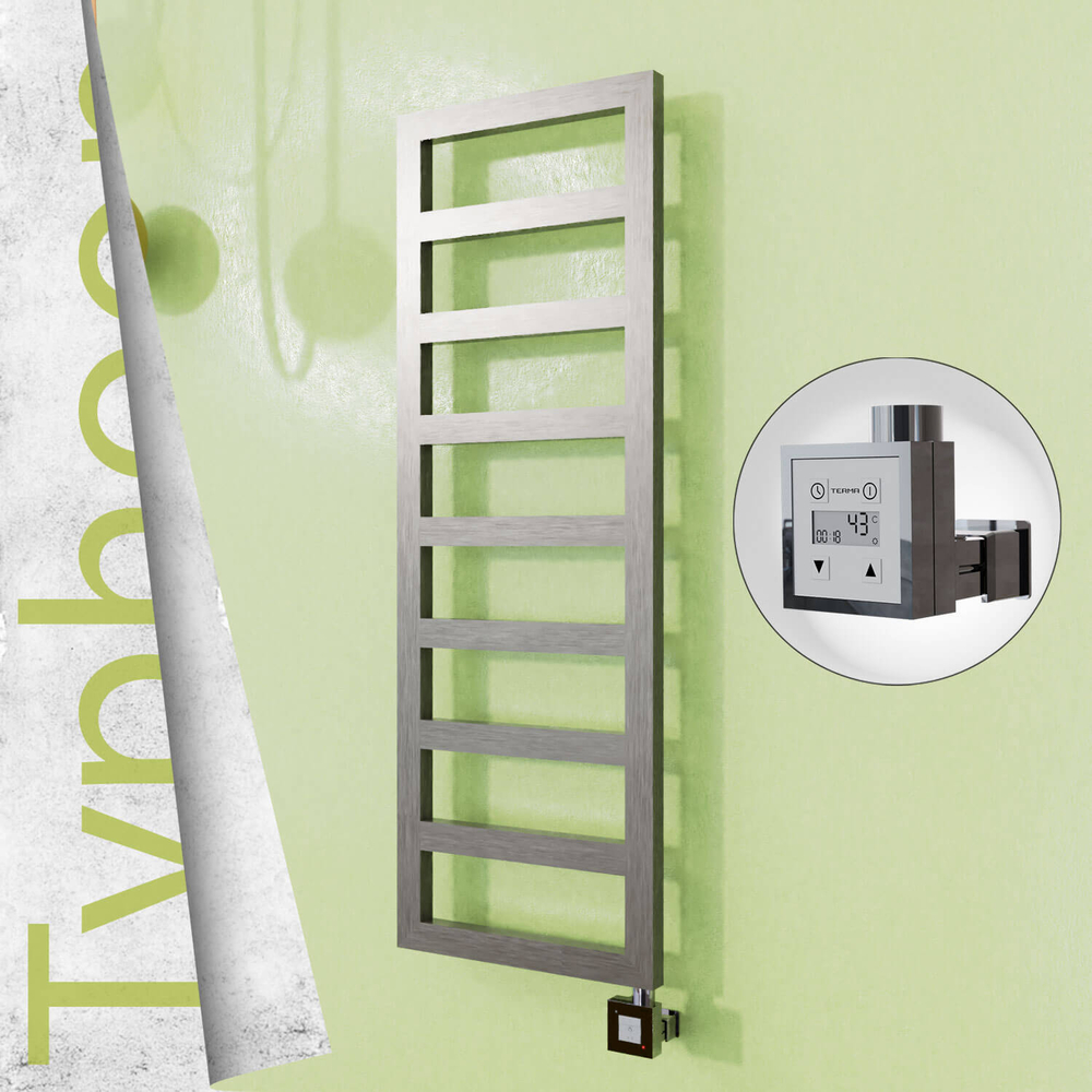 Typhoon Electric Stainless Steel Towel Rail 600x740 Satin Gold (KTX3 Thermostat) 300W - 1