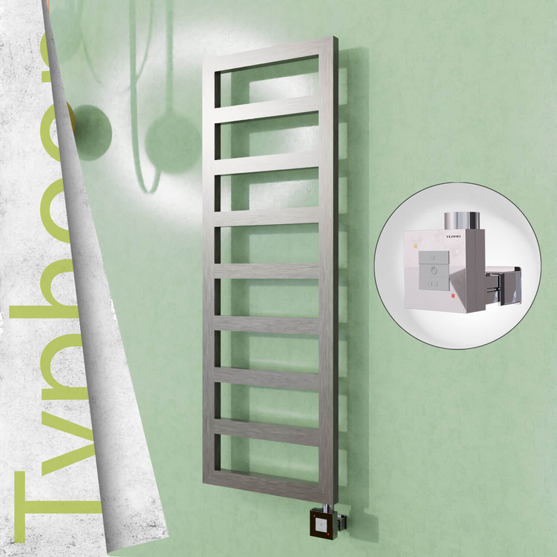 Typhoon Electric Stainless Steel Towel Rail 600x740 Satin Polished (KTX1 Thermostat) 300W 