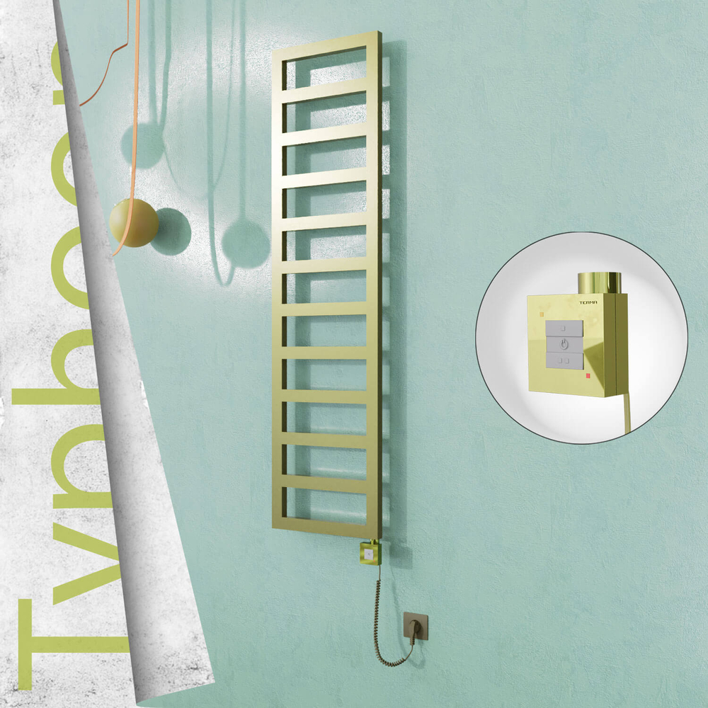 Typhoon Elektrikli Paslanmaz Çelik Havlupan 400x1020 Satine Altın (KTX1 Termostat) 300W Spiral Kablolu - 1