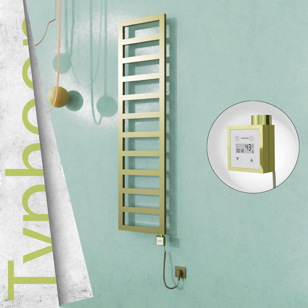 Typhoon Elektrikli Paslanmaz Çelik Havlupan 400x1020 Satine Altın (KTX3 Termostat) 300W Spiral Kablolu - 1