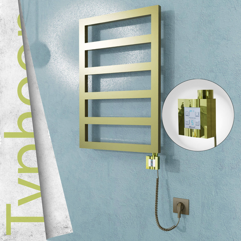 Typhoon Elektrikli Paslanmaz Çelik Havlupan 500x1020 Satine Altın (KTX4 Termostat) 300W Spiral Kablolu